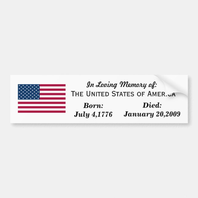 Loving tribute to the USA Bumper Sticker (Front)
