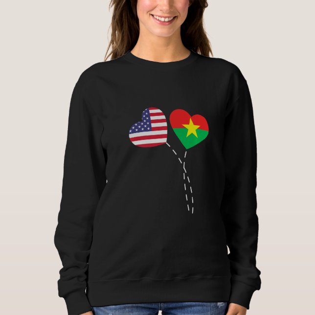 Loving Usa Burkina Faso Flag Heart Burkinabe Ameri Sweatshirt (Front)