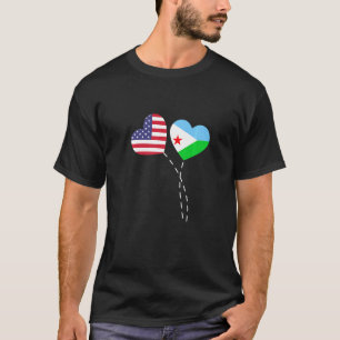 Loving Usa Djibouti Flag Heart Djiboutian American T-Shirt