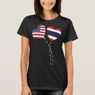 Loving USA Thailand Flag Heart Thai Americans Love T-Shirt