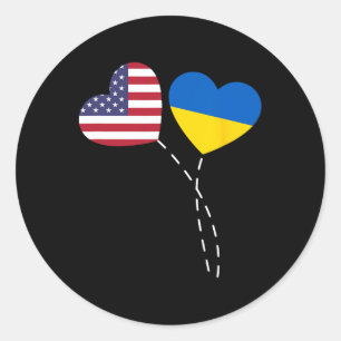 Loving Usa Ukraine Flag Heart Ukrainian Americans Classic Round Sticker