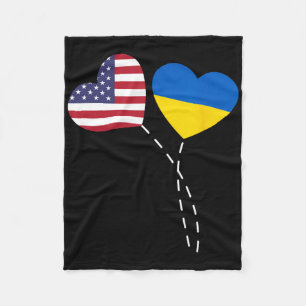 Loving Usa Ukraine Flag Heart Ukrainian Americans Fleece Blanket