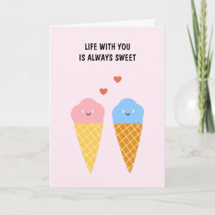 Loving Whimsical Ice Cream Couple Valentine Love Card