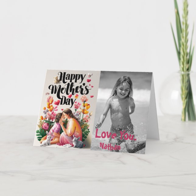 *~* Loving Whimsical Mother's Day Photo AP72 Mum Thank You Card (Front)