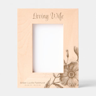 Loving Wife Floral Memorial Keepsake 4x6P Etched Frames