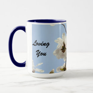 Loving You Coffee Mugs Always Forever Blue Floral