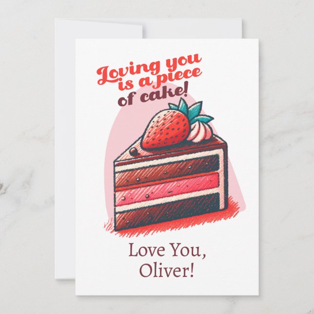 Loving You Is A Piece Of Cake Sweet Love Holiday Card (Front)