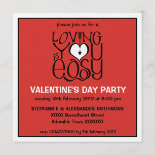 Loving You red white Valentine's Day Invitation