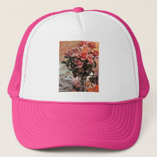 Lovis Corinth pink-roses-1924 flowers Trucker Hat