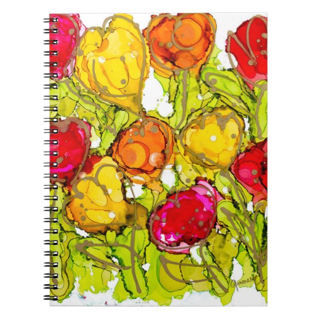 Lovitude Spiral Notebook Red and Orange Tulips (Front)