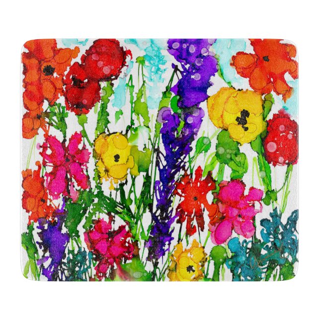 Lovitude Wildflowers Glass Cutting Board (Front)