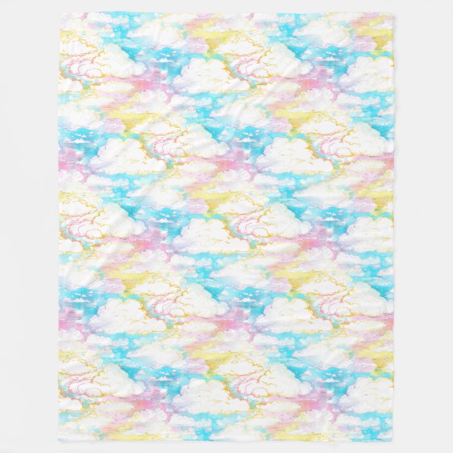 Lovley Sky Clouds - Seamless Pattern 7 Fleece Blanket (Front)