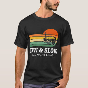 Low and Slow BBQ Smoker Retro Grillmaster Sunset T-Shirt