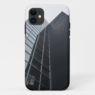 low-angle of black building iphone cases