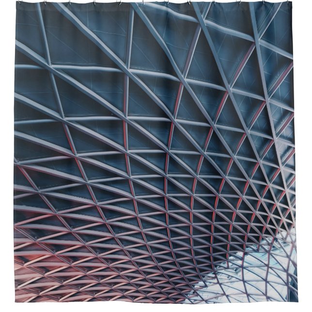 Low-angle photo of building structure shower curtain (Front)