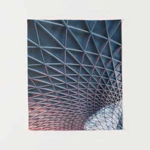 Low-angle photo of building structure tapestry