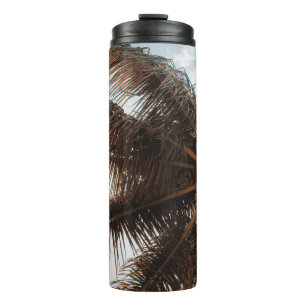 LOW-ANGLE PHOTO OF COCONUT TREE THERMAL TUMBLER