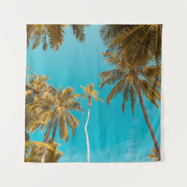 Low-angle photo of coconut trees tapestry (Front)