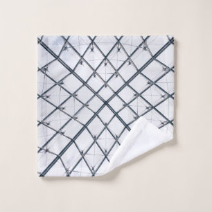 Low-angle photo of grey metal frame wash cloth