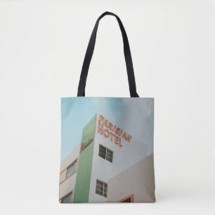 LOW ANGLE PHOTO OF PARISIAN HOTEL TOTE BAG