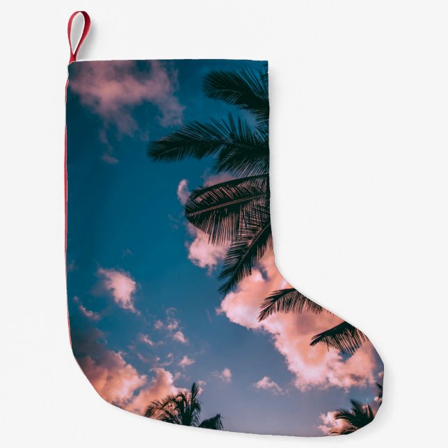 Low-angle photograph of palm trees small christmas stocking (Front)