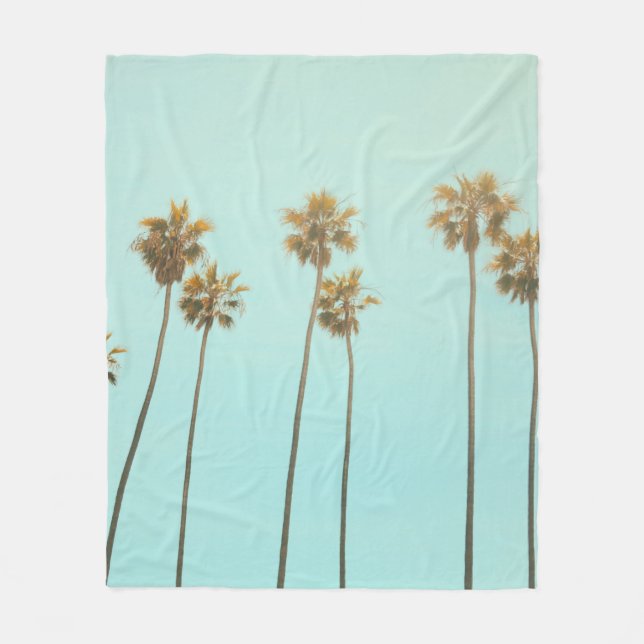 Low angle photography coconut tree fleece blanket (Front)