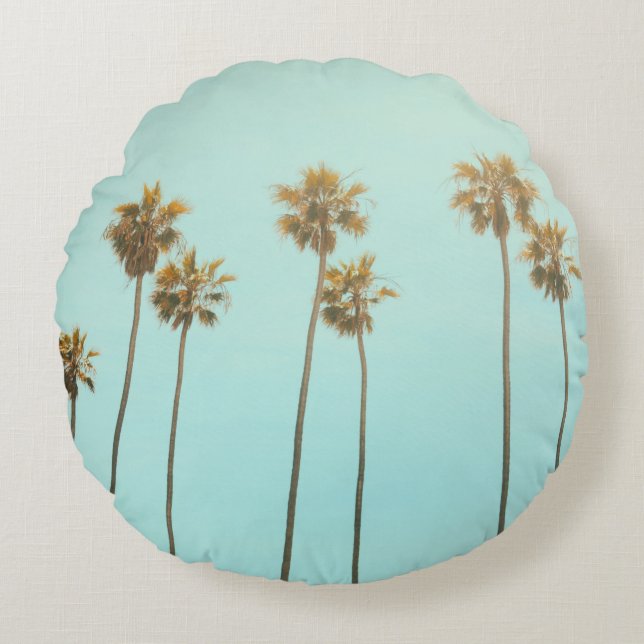 Low angle photography coconut tree round cushion (Front)
