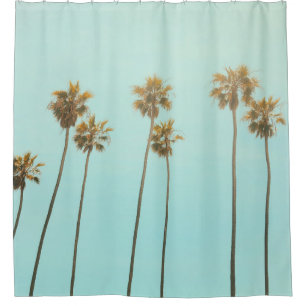 Low angle photography coconut tree shower curtain