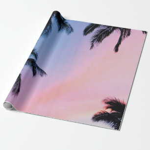 Low-angle photography coconut trees during golden wrapping paper