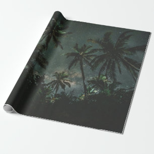 LOW ANGLE PHOTOGRAPHY OF A COCONUT TREES WITH STAR WRAPPING PAPER