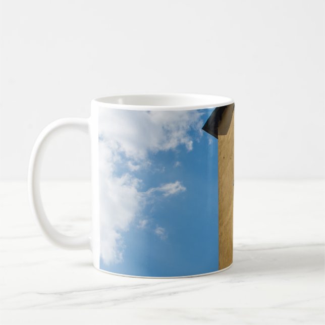 LOW ANGLE PHOTOGRAPHY OF BROWN LOUVER WINDOW COFFEE MUG (Left)