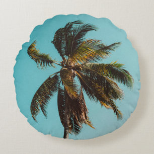 Low angle photography of coconut tree round cushion