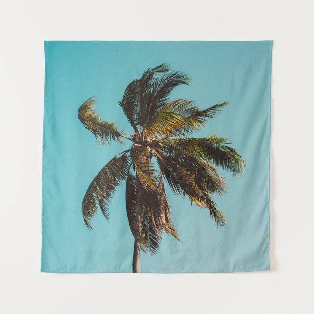 Low angle photography of coconut tree tapestry (Front)