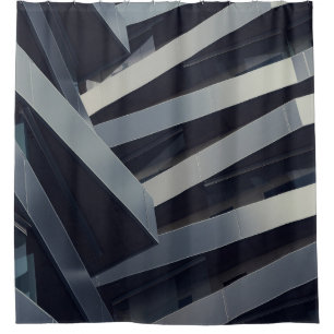 LOW ANGLE PHOTOGRAPHY OF GRAY BUILDING AT DAYTIME SHOWER CURTAIN