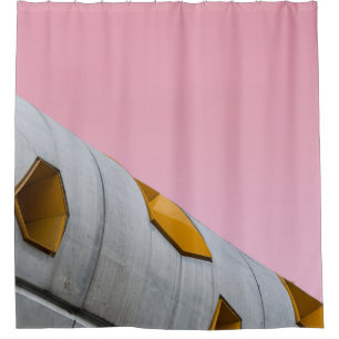 LOW ANGLE PHOTOGRAPHY OF GRAY BUILDING SHOWER CURTAIN