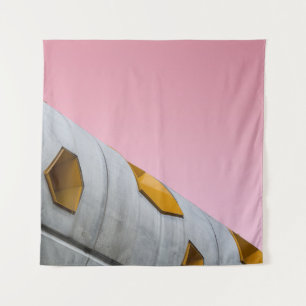 LOW ANGLE PHOTOGRAPHY OF GRAY BUILDING TAPESTRY