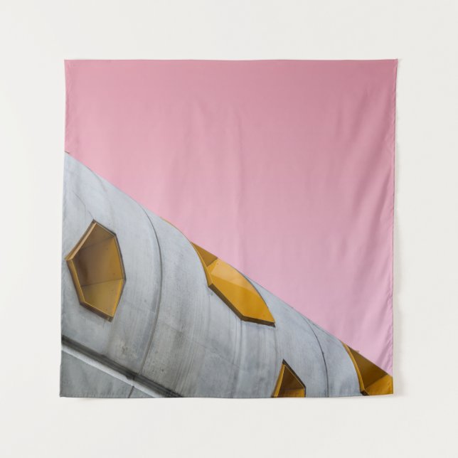 LOW ANGLE PHOTOGRAPHY OF GRAY BUILDING TAPESTRY (Front)