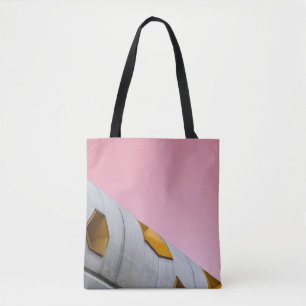 LOW ANGLE PHOTOGRAPHY OF GRAY BUILDING TOTE BAG
