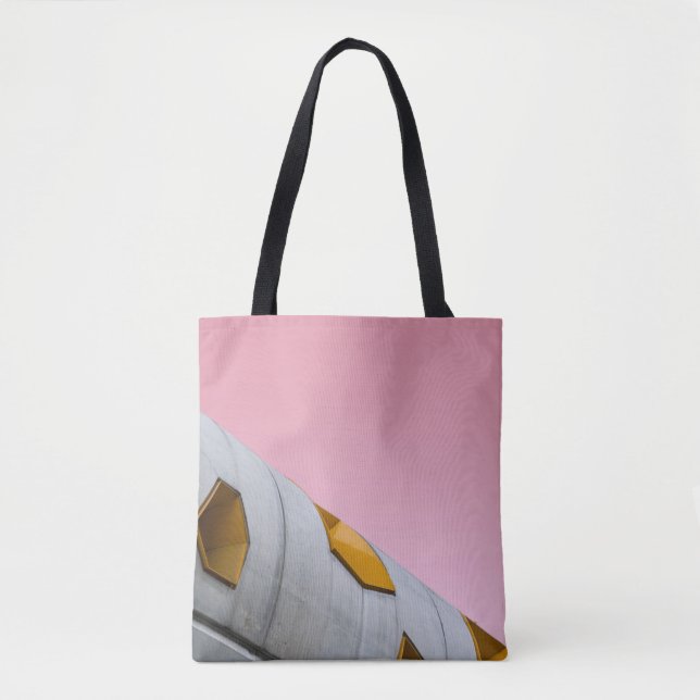 LOW ANGLE PHOTOGRAPHY OF GRAY BUILDING TOTE BAG (Front)