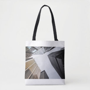 LOW-ANGLE PHOTOGRAPHY OF HIGH-RISE BUILDINGS TOTE BAG