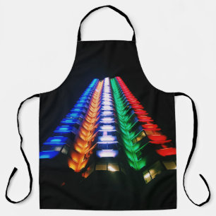 LOW-ANGLE PHOTOGRAPHY OF MULTICOLORED HIGH-RISE BU APRON