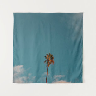 Low angle photography of palm tree under blue sky tapestry
