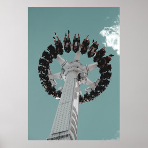 Low-angle photography of people riding a drop-down poster