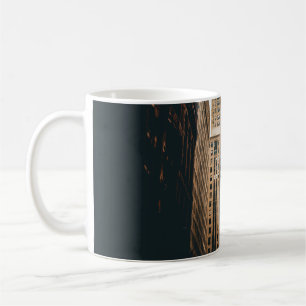 LOW ANGLE PHOTOGRAPHY OF ROAD STRAIGHT TO HIGH-RIS COFFEE MUG