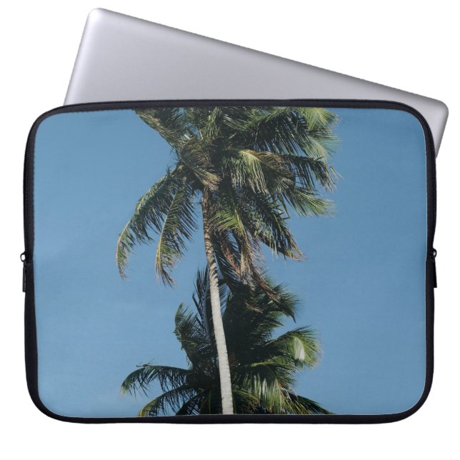 Low angle photography of three coconut trees laptop sleeve (Front)