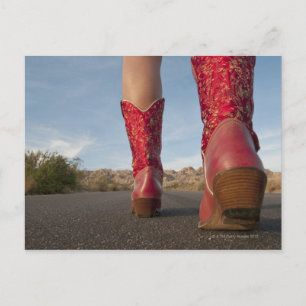 Low-angle view of woman wearing cowboy boots postcard