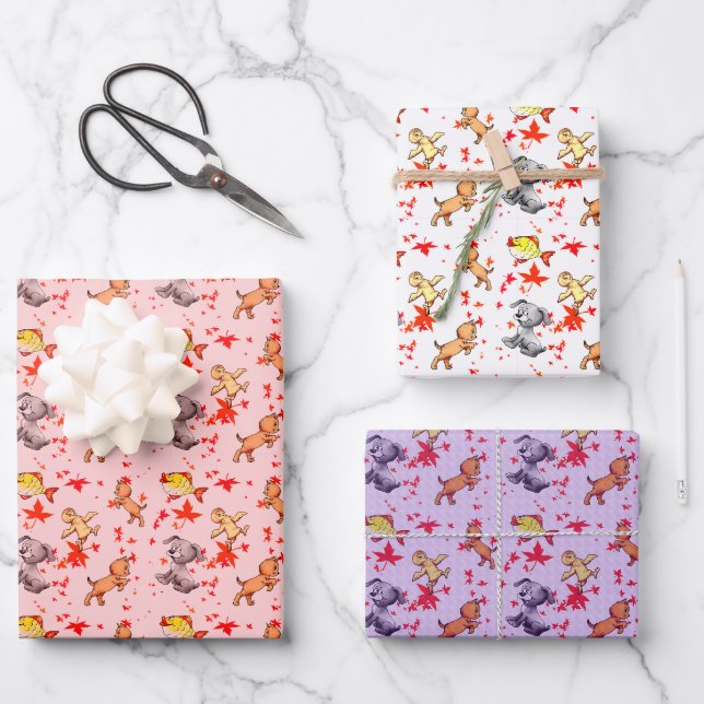 Low animal babies wrapping paper sheet (Front)