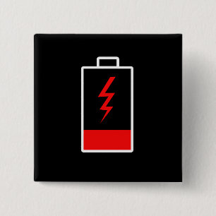 Low Battery 15 Cm Square Badge