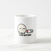 Low Battery 1% - Cute Tired Character Minimalist A