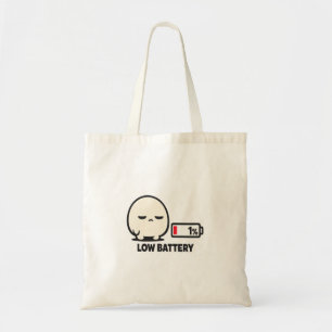 Low Battery 1% - Cute Tired Character Minimalist A Tote Bag